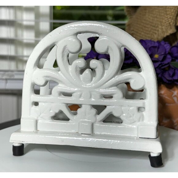 Cast Iron Enamel Napkin Mail Letter Holder Classic Design - Picture 1 of 10